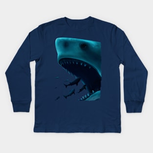 Shark Attack (transparent) Kids Long Sleeve T-Shirt